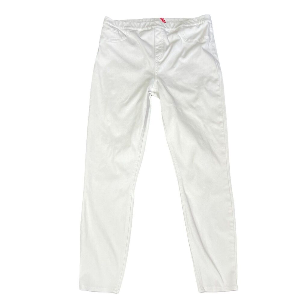 Spanx Pull On Jegging Pants White Women’s 1X Stretch Elastic‎ Waist Skinny